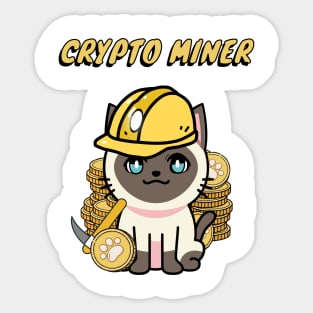 Cute Siamese cat is a crypto miner Sticker